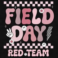 Field Day Red Team Groovy Smile Face Checkered Students Ladies PosiCharge Tri-Blend Wicking Tank