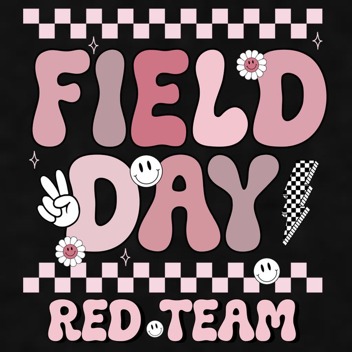 Field Day Red Team Groovy Smile Face Checkered Students Ladies PosiCharge Tri-Blend Wicking Tank