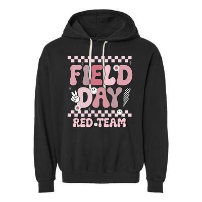 Field Day Red Team Groovy Smile Face Checkered Students Garment-Dyed Fleece Hoodie
