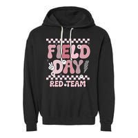 Field Day Red Team Groovy Smile Face Checkered Students Garment-Dyed Fleece Hoodie