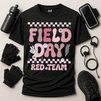 Field Day Red Team Groovy Smile Face Checkered Students Performance Shirt