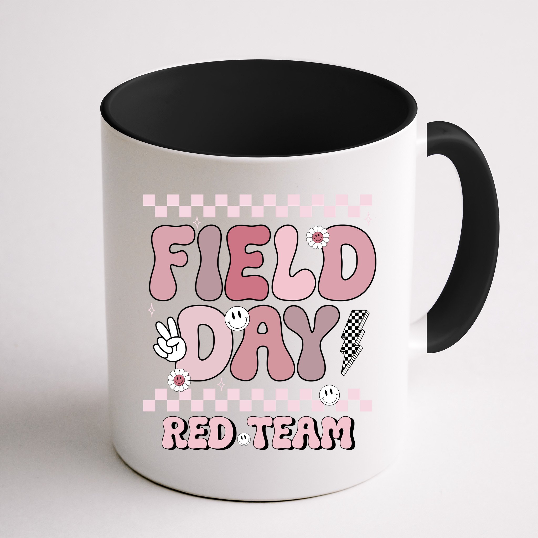 Field Day Red Team Groovy Smile Face Checkered Students Mug