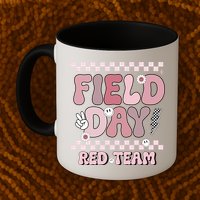 Field Day Red Team Groovy Smile Face Checkered Students Mug