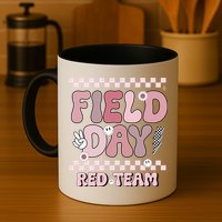 Field Day Red Team Groovy Smile Face Checkered Students Mug