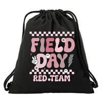 Field Day Red Team Groovy Smile Face Checkered Students Drawstring Bag