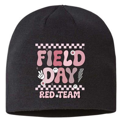 Field Day Red Team Groovy Smile Face Checkered Students Sustainable Beanie