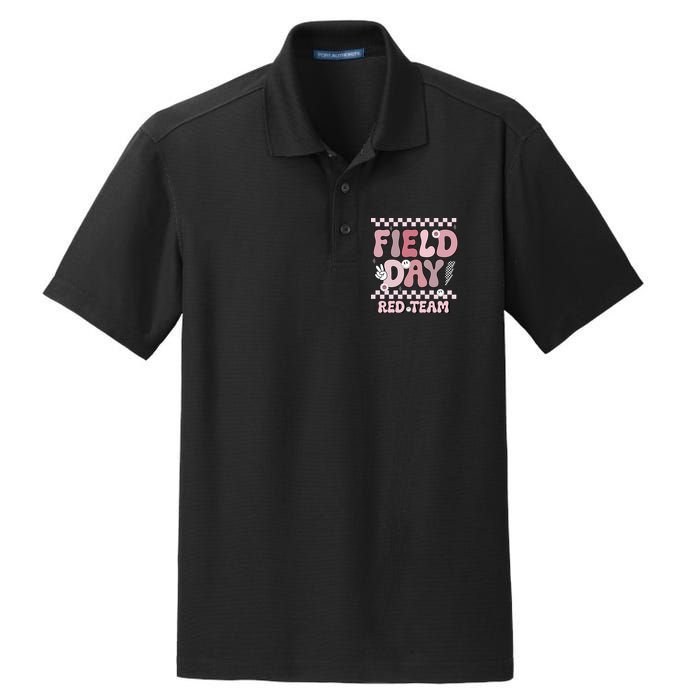 Field Day Red Team Groovy Smile Face Checkered Students Dry Zone Grid Polo