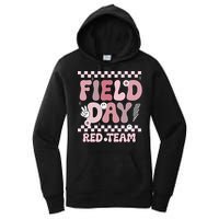 Field Day Red Team Groovy Smile Face Checkered Students Women's Pullover Hoodie
