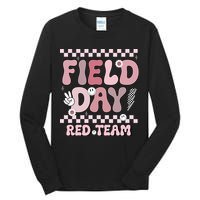 Field Day Red Team Groovy Smile Face Checkered Students Tall Long Sleeve T-Shirt