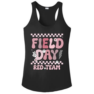 Field Day Red Team Groovy Smile Face Checkered Students Ladies PosiCharge Competitor Racerback Tank