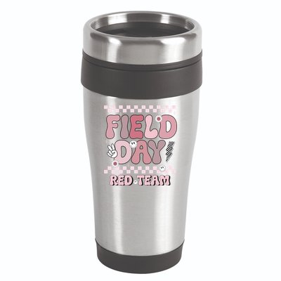 Field Day Red Team Groovy Smile Face Checkered Students 16oz Travel Tumbler