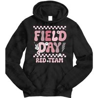 Field Day Red Team Groovy Smile Face Checkered Students Tie Dye Hoodie