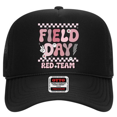 Field Day Red Team Groovy Smile Face Checkered Students Trucker Hat