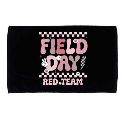 Field Day Red Team Groovy Smile Face Checkered Students Microfiber Hand Towel