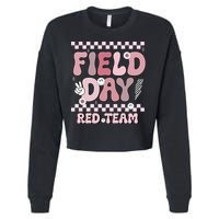 Field Day Red Team Groovy Smile Face Checkered Students Cropped Pullover Crew