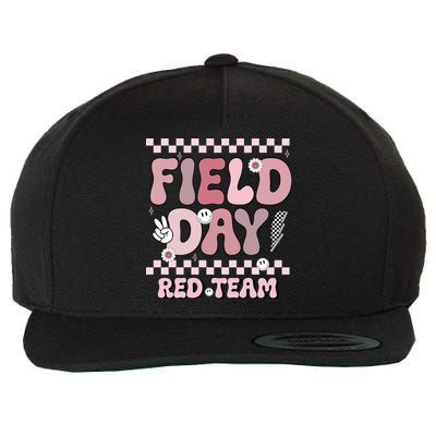 Field Day Red Team Groovy Smile Face Checkered Students Wool Snapback Cap