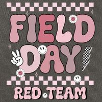 Field Day Red Team Groovy Smile Face Checkered Students Cotton Canvas Backpack