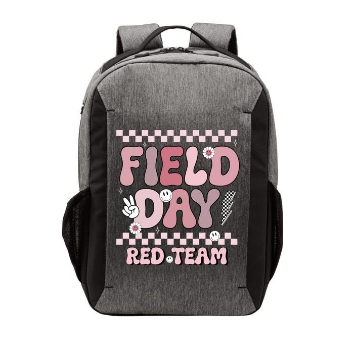 Field Day Red Team Groovy Smile Face Checkered Students Vector Backpack