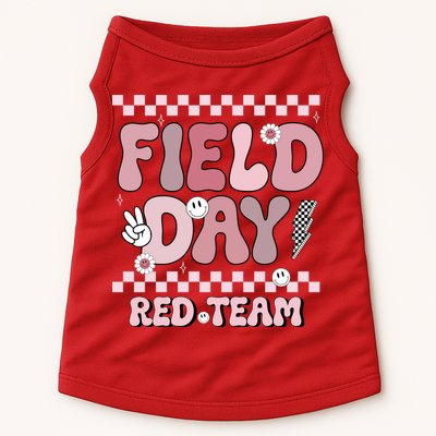 Field Day Red Team Groovy Smile Face Checkered Students Doggie Tank
