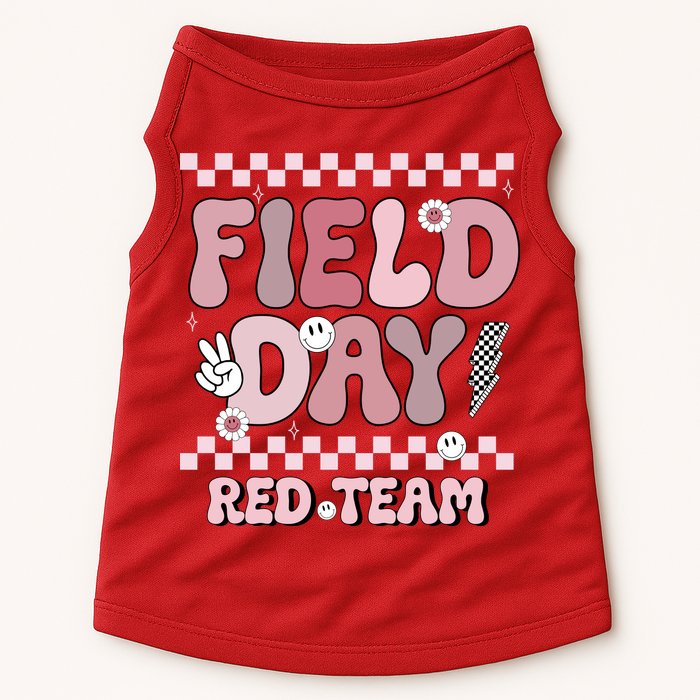 Field Day Red Team Groovy Smile Face Checkered Students Doggie Tank