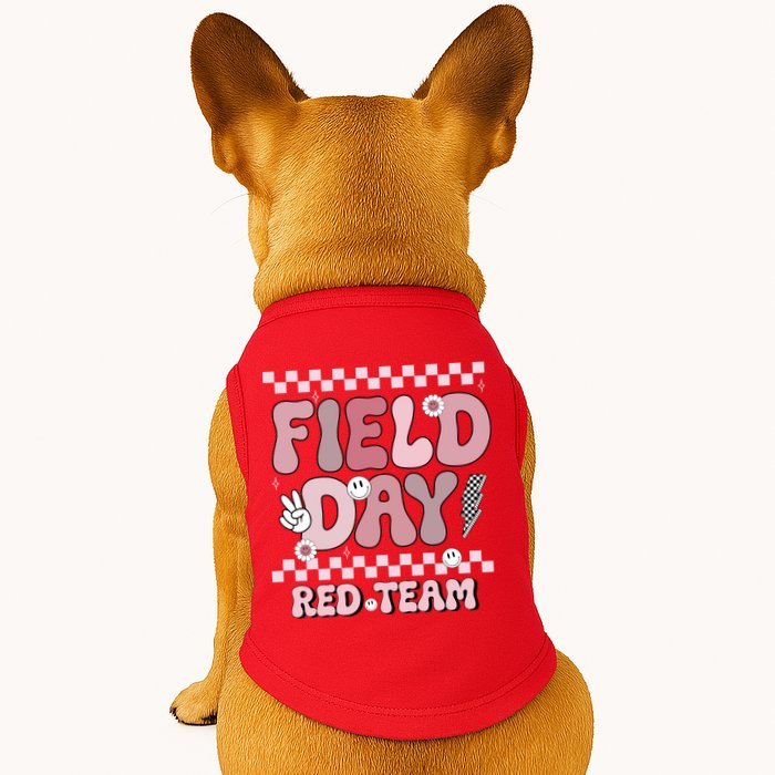 Field Day Red Team Groovy Smile Face Checkered Students Doggie Tank