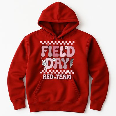 Field Day Red Team Groovy Smile Face Checkered Students Hoodie