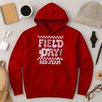 Field Day Red Team Groovy Smile Face Checkered Students Hoodie