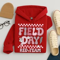 Field Day Red Team Groovy Smile Face Checkered Students Hoodie