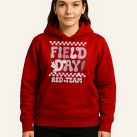Field Day Red Team Groovy Smile Face Checkered Students Hoodie