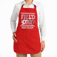 Field Day Red Team Groovy Smile Face Checkered Students Apron