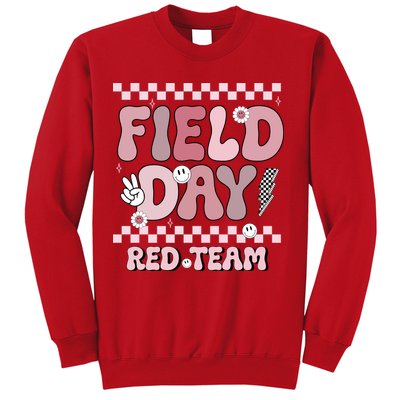 Field Day Red Team Groovy Smile Face Checkered Students Sweatshirt