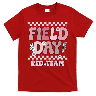 Field Day Red Team Groovy Smile Face Checkered Students T-Shirt