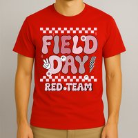 Field Day Red Team Groovy Smile Face Checkered Students T-Shirt