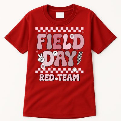 Field Day Red Team Groovy Smile Face Checkered Students Tall T-Shirt