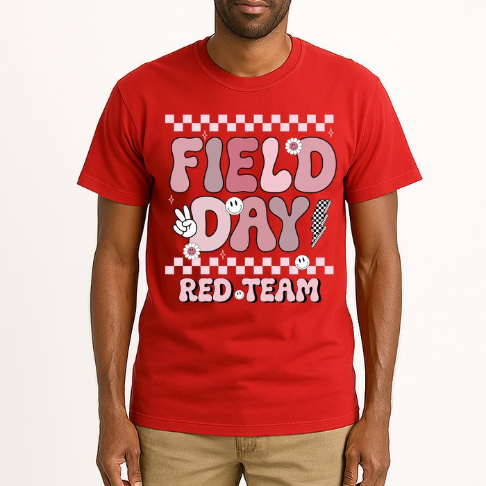 Field Day Red Team Groovy Smile Face Checkered Students Tall T-Shirt