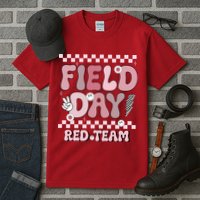 Field Day Red Team Groovy Smile Face Checkered Students Tall T-Shirt