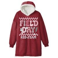 Field Day Red Team Groovy Smile Face Checkered Students Hooded Wearable Blanket