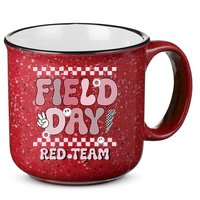 Field Day Red Team Groovy Smile Face Checkered Students 15oz Campfire Ceramic Mug