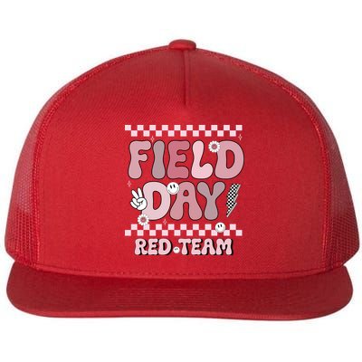 Field Day Red Team Groovy Smile Face Checkered Students Flatbill Hat