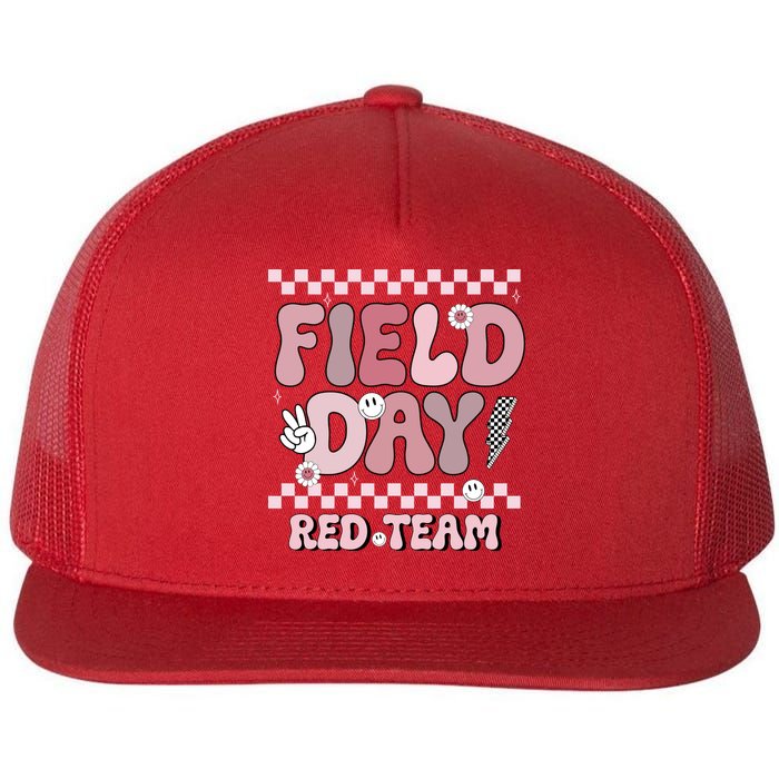Field Day Red Team Groovy Smile Face Checkered Students Flatbill Hat