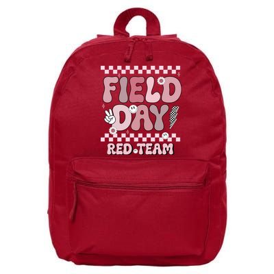 Field Day Red Team Groovy Smile Face Checkered Students 16 in Basic Backpack
