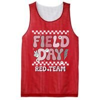 Field Day Red Team Groovy Smile Face Checkered Students Mesh Reversible Basketball Jersey Tank