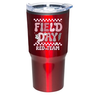 Field Day Red Team Groovy Smile Face Checkered Students Tumbler