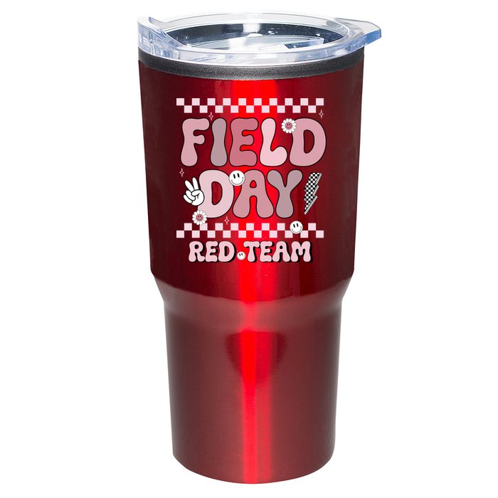 Field Day Red Team Groovy Smile Face Checkered Students Tumbler