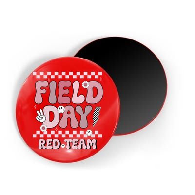 Field Day Red Team Groovy Smile Face Checkered Students Magnet