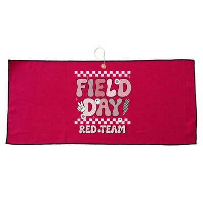 Field Day Red Team Groovy Smile Face Checkered Students Large Microfiber Waffle Golf Towel