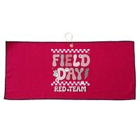 Field Day Red Team Groovy Smile Face Checkered Students Large Microfiber Waffle Golf Towel