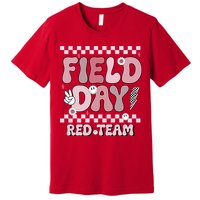 Field Day Red Team Groovy Smile Face Checkered Students Premium T-Shirt