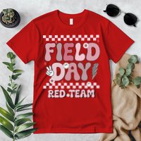 Field Day Red Team Groovy Smile Face Checkered Students Premium T-Shirt