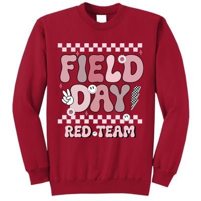 Field Day Red Team Groovy Smile Face Checkered Students Tall Sweatshirt